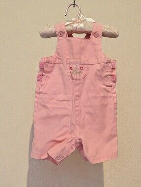 Vintage Cherokee Baby Pink Floral Shortalls | 6M
